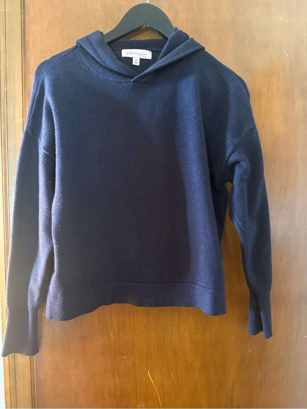 Philosophy Navy Hooded Crewneck Sweater